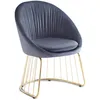Image de MENZZO Chaise design avec dossier arrondi effet drapé Pralion Pied Or et Velours Gris - Chaises Salle À Manger