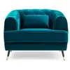 Image de Fauteuil capitonné style boudoir glams velours bleu canard Glams
