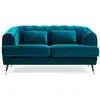 Image de Canapé capitonné 2 places style boudoir glams velours bleu canard Glams