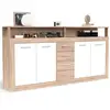 Image de Buffet 4 Portes & 4 Tiroirs "luna" 190cm Naturel & Blanc