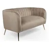 Image de MENZZO Canapé 2 places moderne Bombaro pieds métal doré et Velours Taupe -L128 x P73 x H71 cmHauteur dassise : H44 cm