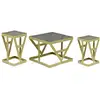 Image de Ensemble de 3 tables d'appoint amstra en verre fumé et métal or Ensemble
