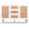 Image de MENZZO Buffet 3 tiroirs et 2 portes avec cannage Dalgora L120cm Blanc