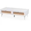 Image de MENZZO Table basse 2 tiroirs avec cannage Dalgora L120cm Blanc