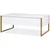 Image de Table basse moderne valmain 60x90cm blanc et métal or Valmain