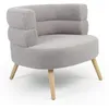 Image de MENZZO Fauteuil design scandinave arrondi Riviani Tissu bouclette Gris