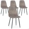 Image de MENZZO Lot de 4 chaises matelassées Norway Velours Taupe Pieds Noir - Chaises Salle À Manger