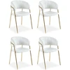 Image de Lot De 4 Chaises En Bouclette "batora" 79cm Crème & Or