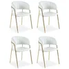 Image de Lot de 4 Chaises en Bouclette Batora 79cm Crème & Or