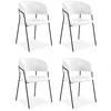 Image de Lot De 4 Chaises En Bouclette "batora" 79cm Crème & Noir