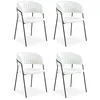 Image de Lot de 4 Chaises en Bouclette Batora 79cm Crème & Noir