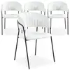 Image de Lot de 4 chaises tabata métal noir et tissu bouclette crème