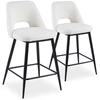 Image de Lot De 2 Chaises De Bar "bouclette" 92cm Crème & Noir