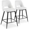 Image de Lot de 2 Chaises de Bar Bouclette 92cm Crème & Noir