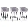 Image de Lot De 3 Chaises De Bar En Velours "kandi" 106cm Argent