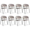 Image de Lot De 8 Chaises En Velours "batora" 79cm Taupe & Noir