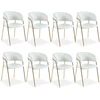 Image de Lot De 8 Chaises En Bouclette "batora" 79cm Crème & Or