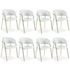 Image de Lot de 8 Chaises en Bouclette Batora 79cm Crème & Or