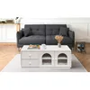 Image de MENZZO Table basse 60x100cm avec portes et tiroirs style naturel chic Volos Blanc texturé