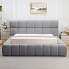 Image de MENZZO Lit-coffre avec rebords matelassés Challow 180x200cm Tissu Gris foncé - Tissu L232 x P247 x H105 cm