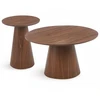 Image de Lot De 2 Tables Basses Rondes "ronda" 80cm Bois Noisette