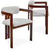 Image de MENZZO Lot de 2 chaises design Galilea Métal Effet bois foncé et Tissu Beige - Chaises Salle À Manger