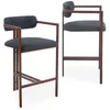 Image de MENZZO Lot de 2 chaises de bar design Galilea Métal Effet bois foncé et Tissu Anthracite