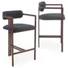 Image de Lot de 2 chaises de bar design galilea métal effet bois foncé et tissu anthracite Galilea