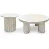 Image de Ensemble de 2 tables basses rondes avec piètement style colonne storia crème Ensemble