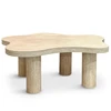 Image de Table Basse Effet Travertin "nuage" 100cm Beige