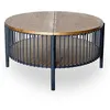 Image de MENZZO Table basse ronde avec rangement L84cm Curcuma Bois et Métal mareté Noir