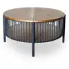 Image de Table basse ronde avec rangement l84cm curcuma bois et métal mareté noir Curcuma