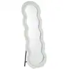 Image de Miroir en pied décoratif design ondulé andromak 70x170cm velours crème Miroir