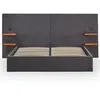 Image de MENZZO Lit-coffre complet avec tablettes et ports USB intégrés Lukas 140x190cm Tissu Gris - Tissu Lit : L218 x P207 x H110 cm