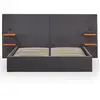 Image de Lit-coffre complet avec tablettes et ports usb intégrés lukas 140x190cm tissu gris Lukas