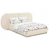 Image de MENZZO Lit coffre-complet avec tête de lit modulable Cocon 140x200cm Tissu Beige - Tissu L261 x P220 x H110 cm