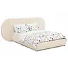 Image de Lit coffre-complet avec tête de lit modulable cocon 140x200cm tissu beige Cocon