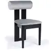 Image de Chaise de salle à manger style intemporel tuboli bois noir et velours gris Tuboli