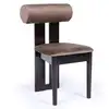 Image de Chaise de salle à manger style intemporel tuboli bois foncé et velours marron Tuboli
