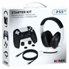 Image de Pack Starter Casque Gaming Konix pour PS5  Noir et Blanc + Coque de manette en silicone + Appui pouce