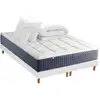 Image de Matelas Ressort 7 Zones Mémoire De Forme Sommier Couette Oreillers 160x200 Blanc