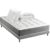 Image de Matelas Ressort 7 Zones Sommier Couette Oreillers 160 X 200 Gris