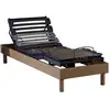 Image de Ensemble literie électrique relaxation multi lattes chêne clair + matelas mousse à mémoire de forme dimensions - 90 x 190 cm