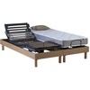Image de Ensemble Lit Électrique De Relaxation Multi Lattes Chêne Clair + Matelas Mousse Hr35 2x90 X 200