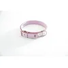 Image de Martin Sellier Collier en Cuir Surpiqué Classique avec Plaque 18mm x 45cm Rose