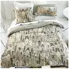 Image de Housse de couette imprimée en percale de coton, quill natural