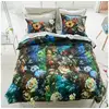 Image de Housse de couette imprimée en satin de coton, minakari cobalt