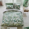 Image de Housse De Couette Imprimée En Satin De Coton, Fleur Orientale - 140 X 200 Cm - Vert Céladon