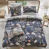 Image de Housse De Couette Imprimée En Satin De Coton, Porcelain De Chine - 240 X 220 Cm - Bleu Midnight