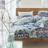 Image de Housse De Couette Imprimée En Percale De Coton, Ikebana Damask - 240 X 220 Cm - Bleu Slate Blue